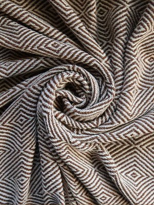 Brown Diamond Pattern Luxurious 100% Cotton Sofa Throw Blanket Soft Woven Home Decor with Fringes