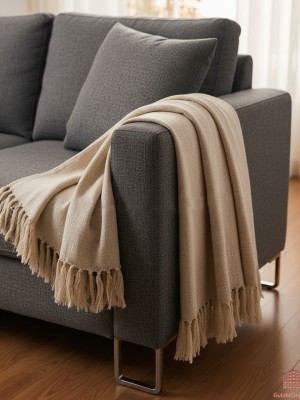 Modern Solid White Color Reversible Natural Cotton Throw for Sofa and Bed - Versatile, Warm, and Easy Care
