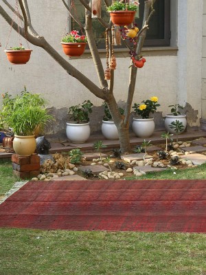 Bohemian Cotton Hand-Loomed Chindi Rag Rug (3x6 ft) - Handmade Reversible Decorative Yoga Floor Mat