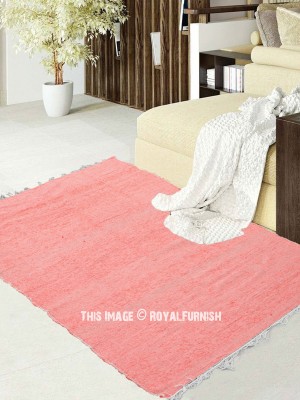 Indian Hand Woven Solid Color Soft Cotton Chindi Area Rugs Reversible Decorative Affordable Rag Rug 4x6 Ft.