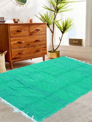 Indian Hand Woven Solid Color Soft Cotton Chindi Area Rugs Reversible Decorative Affordable Rag Rug 4x6 Ft.