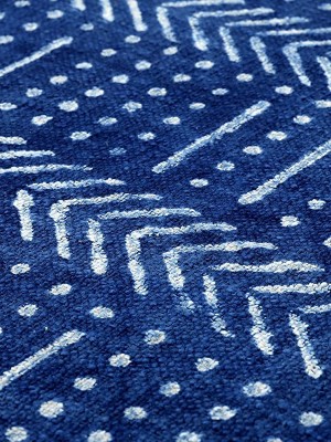 Indigo Blue Mudcloth Designer Cotton Throw Hand Block Print Bohemian Blanket 50X70 Inch