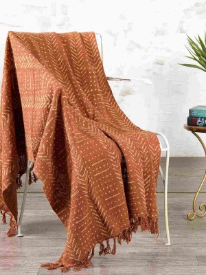 Brown & Beige Mudcloth Designer Cotton Throw Hand Block Print Tribal Designer Blanket