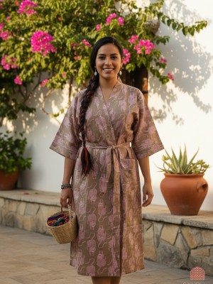 Tiger Print Cotton Kimono Robe Lightweight Bridesmaid Dressing Gown Spa Loungewear Beach Cover