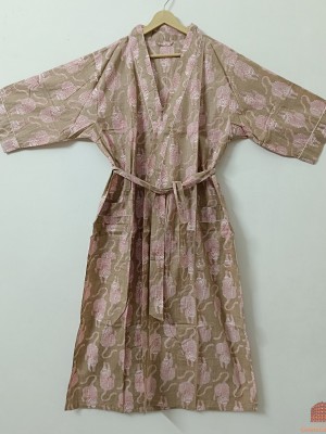 Tiger Print Cotton Kimono Robe Lightweight Bridesmaid Dressing Gown Spa Loungewear Beach Cover