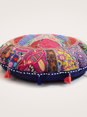32" Large Floor Pillow Cover Unique Round Embroidered Patchwork Yoga Meditation Floor Cushion Cover
