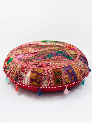 32" Large Floor Pillow Cover Unique Round Embroidered Patchwork Yoga Meditation Floor Cushion Cover