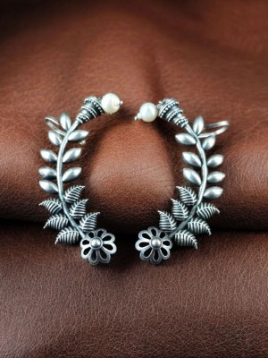 Bohochic Leaf Designer Earcuff Earrings Tribal Silver Oxidized Earring Gypsy Jewellery
