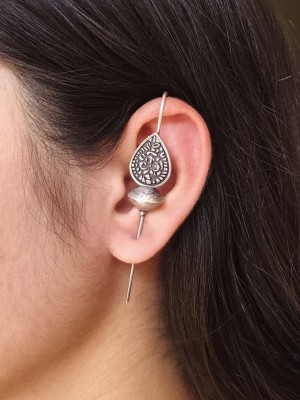 Antique Style Designer Needle Earcuff Earrings Bohochic Silver Oxidized Earring Boho Jewellery