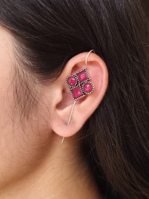 Ethnic Stone Designer Needle Earcuff Earrings Silver Oxidized Earring Bohochic Jewellery