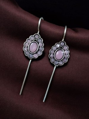 Classy Stone Designer Needle Earcuff Earrings Silver Oxidized Earring Gypsy Jewellery for Girls