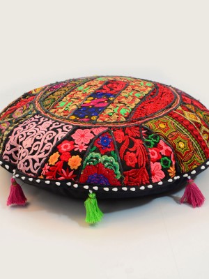22" Colorful Boho Handmade Patchwork Cushion Cover Unique Recycled Fabric Floor Pillow Cover