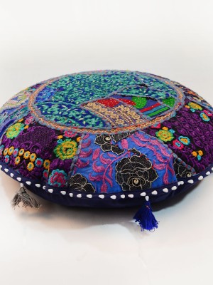 22" Colorful Boho Handmade Patchwork Cushion Cover Unique Recycled Fabric Floor Pillow Cover