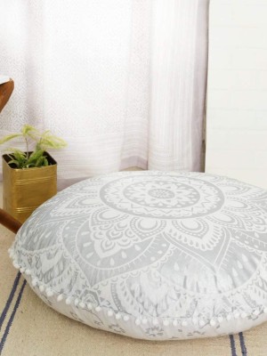 Decorative Lotus Mandala Floor Pillow Cover Bohemian Round Floor Cushion Cover - 32 Inch