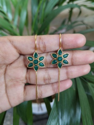 Elegant Stone Flower Designer Needle Earcuff Earrings Gold Plated Earring Ethnic Jewellery for Girls