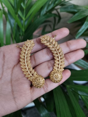 Gold Plated Leaf Designer Ear Wrap Earrings Unique Trending Earcuff Jewellery for Girls