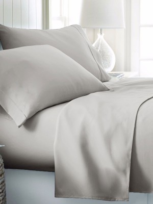 Light Grey 300TC Cotton Queen Size Bed Sheet 4Pc Set 1 Flat Sheet, 1 Fitted Sheet and 2 Pillowcases 