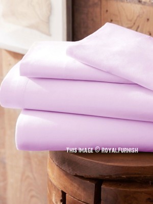 Baby Pink 300TC Cotton Queen Size Bed Sheet 4Pc Set 1 Flat Sheet, 1 Fitted Sheet and 2 Pillowcases 
