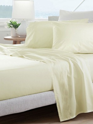 Solid Beige 300TC Cotton Queen Size Bed Sheet 4Pc Set 1 Flat Sheet, 1 Fitted Sheet and 2 Pillowcases