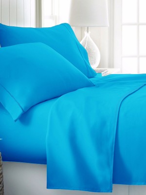 Turquoise 300TC Cotton Queen Size Bed Sheet 4Pc Set 1 Flat Sheet, 1 Fitted Sheet and 2 Pillowcases