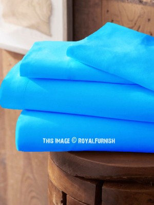 Turquoise 300TC Cotton Queen Size Bed Sheet 4Pc Set 1 Flat Sheet, 1 Fitted Sheet and 2 Pillowcases