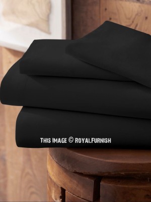 Black 300TC Solid Dyed Cotton Queen Size Bed Sheet 4Pc Set Flat Sheet, Fitted Sheet & Pillowcases