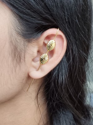 Elegant Gold Plated Needle Earcuff Earrings Beautiful Ear Wrap Earring Jewellery for Girls