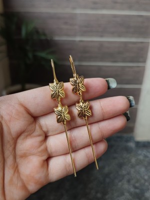 Stylish Gold Plated Needle Earcuff Earrings Elegant Flower Designer Earring Jewellery for Her