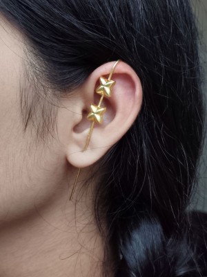 Unique Gold Plated Needle Earcuff Earrings Stunning Star Designer Earring Jewellery for Girls