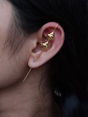 Special Trendy Designer Gold Plated Needle Earcuff Earrings Ear Wrap Jewellery for Girls