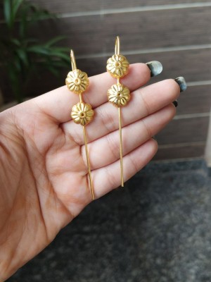Stunning Gold Plated Needle Ear Wrap Earrings Flower Designer Earcuff Earring for Women