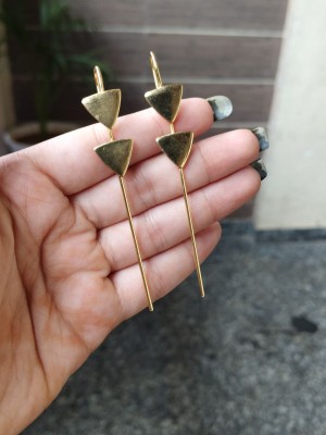 Royal Gold Plated Needle Earcuff Earrings Unique Triangle Designer Earring for Girls