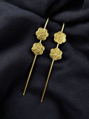 Antique Gold Plated Needle Earcuff Earrings Affordable Flower Designer Earring Jewellery