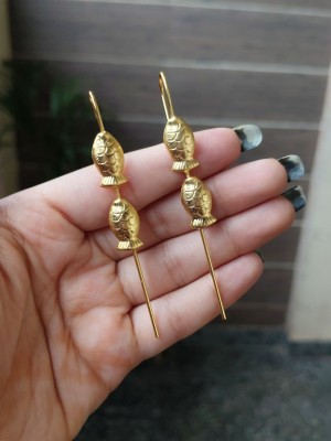 Special Gold Plated Needle Earcuff Earrings Unique Fish Designer Earring Jewellery for Girls