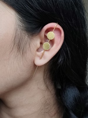 Premium Gold Plated Needle Earcuff Earrings Trendy Designer Ear Wrap Earring Jewellery
