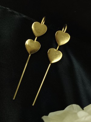 Premium Finish Gold Plated Needle Earcuff Earrings Heart Shape Designer Earring Jewellery