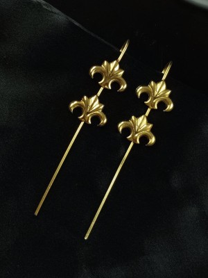 Royal Finish Gold Plated Needle Earcuff Earrings Traditional Designer Earring Jewellery
