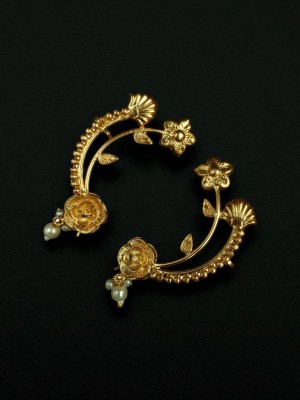 Unique Gold Plated Flower Designer Earcuff Ear Wrap Indian Jewellery with Pearl Drops