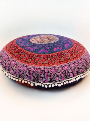 Blue Multi Mandala Floor Pillow Cover Bohemian Round Cushion Cover - 32 Inch
