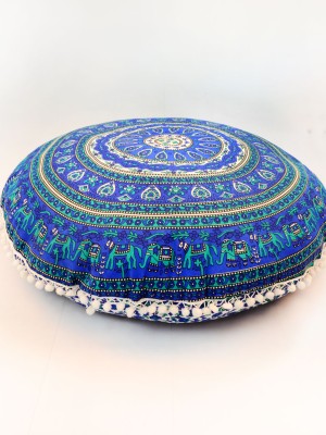 32" Multi Bohemian Elephant Mandala Floor Pillow Cover Round Cushion Cover