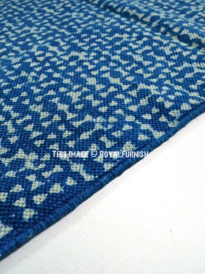 Indigo Blue Block Print Cotton Area Rugs Handmade Dhurrie 4x6 Ft