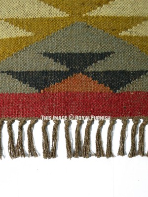 Multicolored Southwestern Hand Woven Kilim Rugs Jute Area Rug 4 x 6 Ft