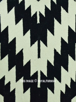 Black & White Geometric Area Rugs Reversible Kilim Cotton Rug 4x6 Ft