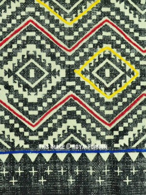 Bohemian Moroccan Style Printed Rugs Hand Embroidered Geometric Cotton Area Rug 4X6 Ft