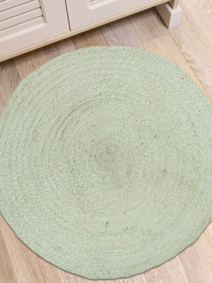 Small Ivory Handmade Braided Round Jute Area Rug - 24 Inch