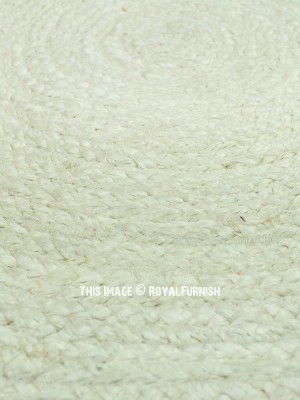 Small Ivory Handmade Braided Round Jute Area Rug - 24 Inch