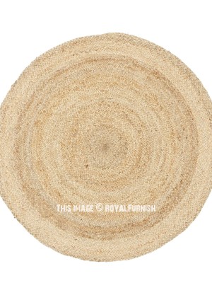 Small Handmade Reversible Natural Jute Braided Round Area Rug - 24 Inch