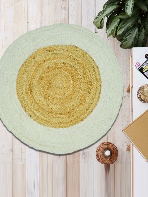 Natural Jute & Ivory Mix Handmade Braided Aesthetic Round Rugs - 24 Inch