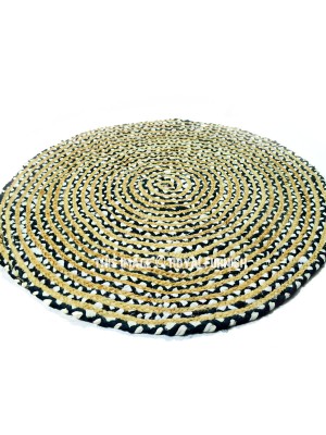 Black & White Mixed Reversible Hand Woven Jute Cotton Chindi Braided Rug - 24 Inch