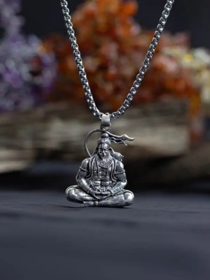 God Hanuman Ji Pendent Chain Set, Gift for Men & Women Silver Bajrang Bali Locket for Good Health & Wealth